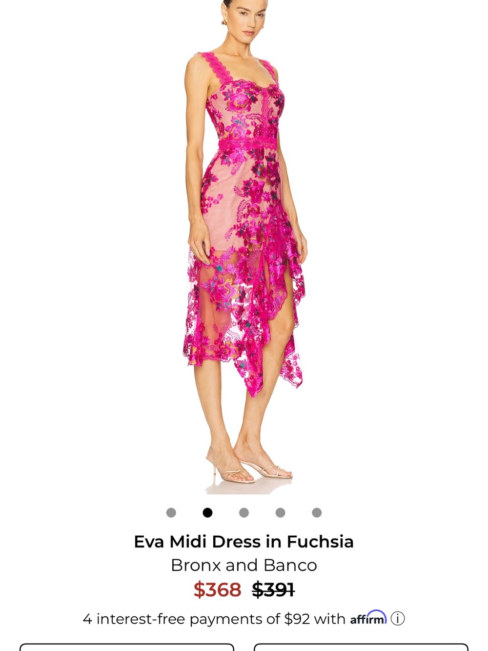 Bronx and Banco Fuchsia Floral Lace Midi Dress